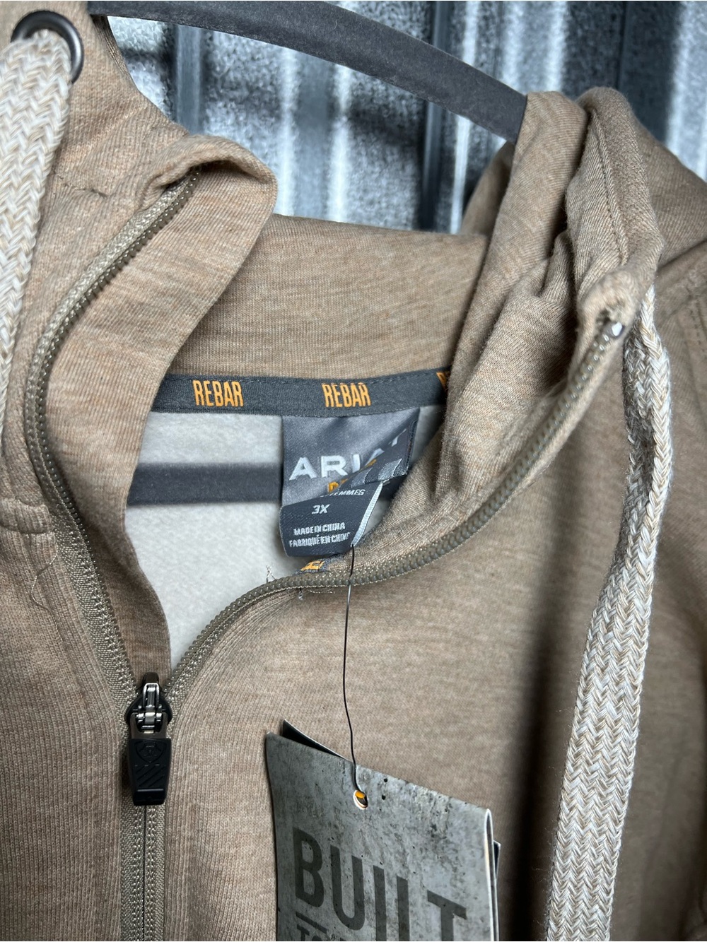 Ariat Rebar 1/4 zip Hoodie in Oatmeal Heather 3x NWT - Picture 3 of 6